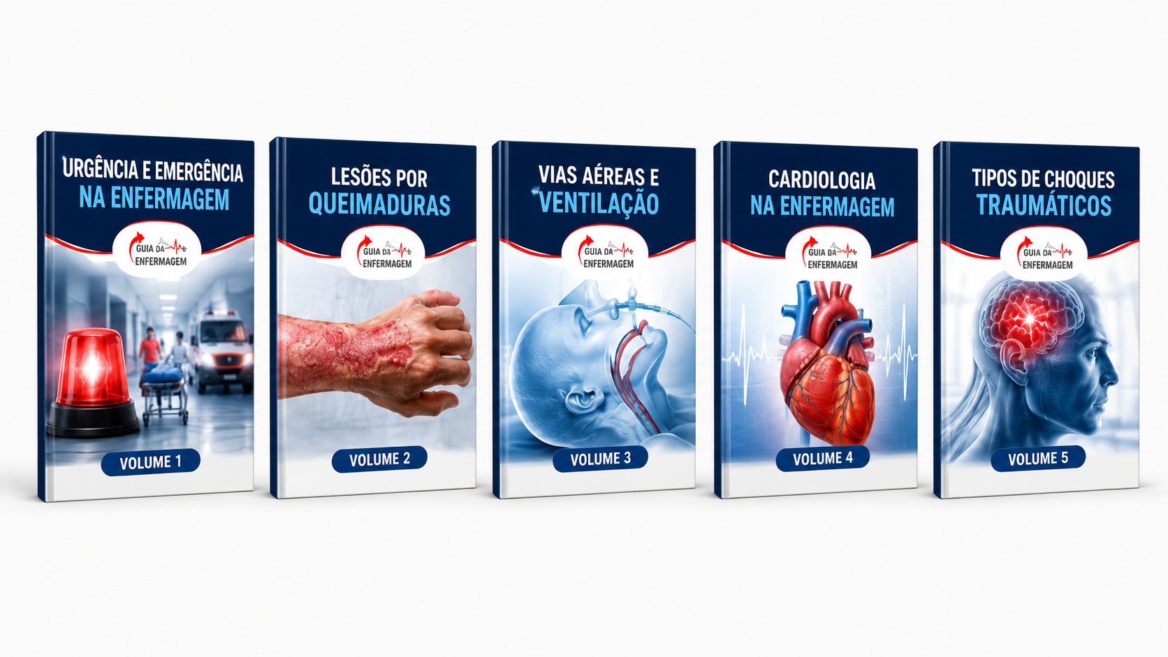 Apostilado completo Urgência e Emergência na Enfermagem - 5 volumes - Guia Enfermagem